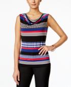 Tahari Asl Printed Drape-neck Shell