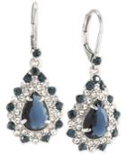Carolee Silver-tone Blue And Clear Crystal Teardrop Cluster Drop Earrings