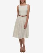 Tommy Hilfiger Belted Shadow-stripe Dress, Only At Macy's