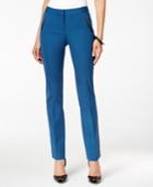 Alfani Faux-leather-trim Slim Leg Pants, Only At Macy's