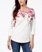 Karen Scott Floral-print Sweatshirt, Created For Macy's