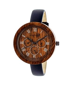 Earth Wood Brush Leather-band Watch W/day/date Red 40mm