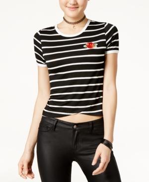 Rebellious One Juniors' Rose Patch Ringer T-shirt