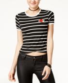Rebellious One Juniors' Rose Patch Ringer T-shirt