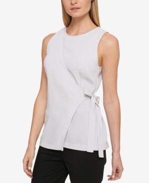 Dkny Faux-wrap Side-tie Shell