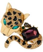 Betsey Johnson Gold-tone Crystal Leopard Double Ring
