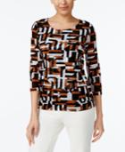 Alfani Petite Printed Tiered Top, Created For Macy's