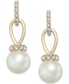 Charter Club Imitation Pearl And Pave Drop Earrings, Only At Macy's