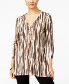 Jm Collection Lace-up Tunic, Only At Macy's