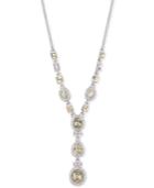 Givenchy Silver-tone Crystal & Stone 19 Lariat Necklace, Created For Macy's