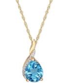 Blue Topaz (1-7/8 Ct. T.w.) & Diamond Accent Pendant Necklace In 14k Gold