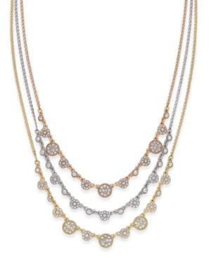 Charter Club Tri-tone Crystal Triple-strand Layered Necklace, Only At Macy's
