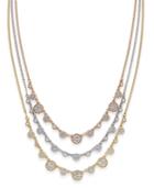 Charter Club Tri-tone Crystal Triple-strand Layered Necklace, Only At Macy's