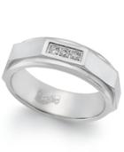 Men's Diamond Accent Flat-sided Band In Stainless Steel