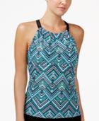Go By Gossip Solar Printed High-neck Racerback Tankini Top Women's Swimsuit