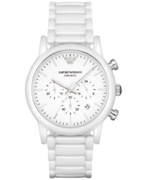 Emporio Armani Men's Chronograph Luigi White Ceramic Bracelet Watch 43mm Ar1499