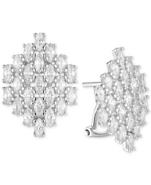 Tiara Cubic Zirconia Marquise Mesh Drop Earrings In Sterling Silver