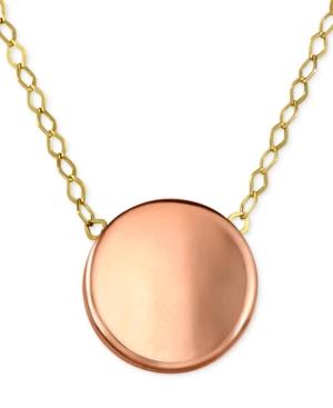 Polished Concave Disc Pendant Necklace In 10k Rose Gold
