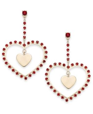 Thalia Sodi Gold-tone Stone Heart Orbital Drop Earrings, Created For Macy's
