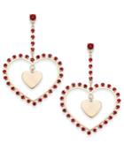 Thalia Sodi Gold-tone Stone Heart Orbital Drop Earrings, Created For Macy's