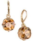 2028 Gold-tone Yellow Crystal Square Drop Earrings