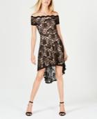 City Studios Juniors' High-low Lace Off-the-shoulder Dress