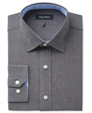 Nautica Men's Classic-fit Black Chambray Black Dress Shirt