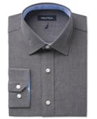 Nautica Men's Classic-fit Black Chambray Black Dress Shirt