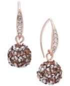 Anne Klein Rose Gold-tone Pave Shaky Fireball Drop Earrings, Created For Macy's