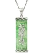 Dyed Green Jadeite Good Fortune Pendant Necklace In Sterling Silver