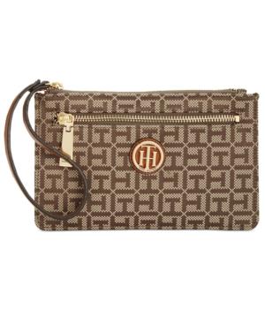 Tommy Hilfiger Th Serif Signature Monogram Jacquard Wristlet