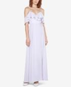 Fame And Partners Amaryllis Ruffled Cold-shoulder Wrap Gown