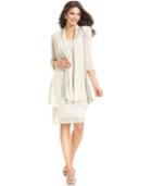 R&m Richards Sleeveless Metallic Dress And Jacket