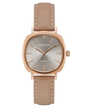 Kenneth Cole New York Ladies Diamond Brown Leather Strap Watch 34mm