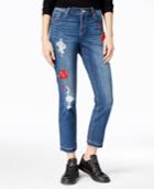 Black Daisy Juniors' Ripped Embroidered Jeans