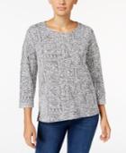Style & Co Jacquard Cuffed-sleeve Top, Only At Macy's