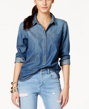 Two By Vince Camuto Long-sleeve Button-down Denim Shirt