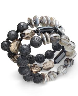 Paul & Pitu Naturally 3-pc. Cultured Freshwater Pearl (12mm) And Lava Bead Leather Bracelet