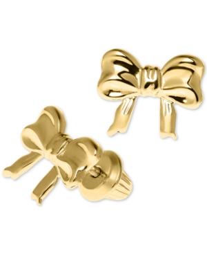 Children's Ribbon Bow Safety-back Earrings In 14k Gold