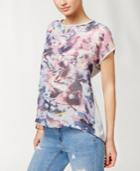 Vince Camuto Sheer Printed High-low T-shirt