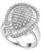 Cubic Zirconia Teardrop Cluster Ring In Sterling Silver