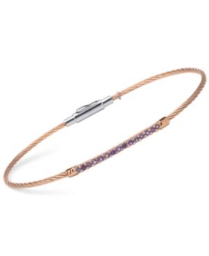 Charriol Women's Laetitia Amethyst-accent Two-tone Pvd Stainless Steel Bendable Cable Bangle Bracelet