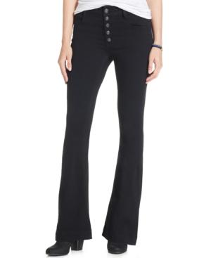 Celebrity Pink Jeans Juniors' Button-front Flare Jeans, Black Rinse