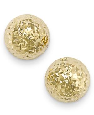 Diamond-cut Ball Stud Earrings In 14k Gold