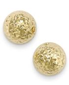 Diamond-cut Ball Stud Earrings In 14k Gold