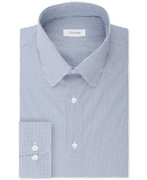 Calvin Klein Men's Classic Fit Non-iron Performance Blue Print Dress Shirt
