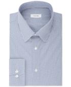 Calvin Klein Men's Classic Fit Non-iron Performance Blue Print Dress Shirt