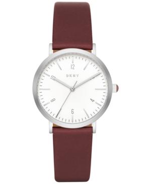 Dkny Women's Dress Case Burgundy Leather Strap Watch 36mm Ny2508