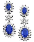Royalty Inspired By Effy Sapphire (2-1/2 Ct. T.w.) And Diamond (9/10 Ct. T.w.) Earrings In 14k White Gold