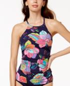 Anne Cole Cactus Floral-print High-neck Tankini Top Women's Swimsuit